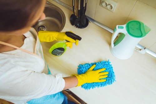 Professional carpet cleaning equipment used in a commercial space