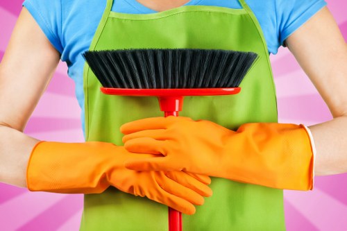 Cleaning equipment and hoses arranged safely to reduce hazards